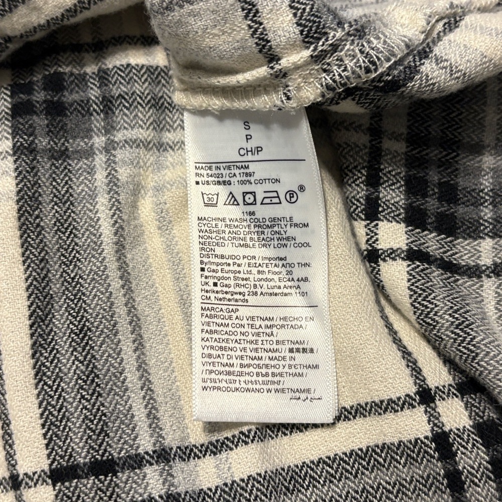 Gap Big Shirt Button Down Flannel Black White Pla… - image 6